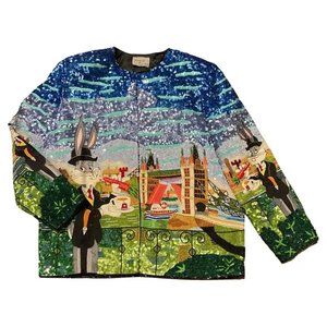 RARE Vintage Jeanette Kastenberg Beaded Sequin Bugs Bunny Jacket c1990s